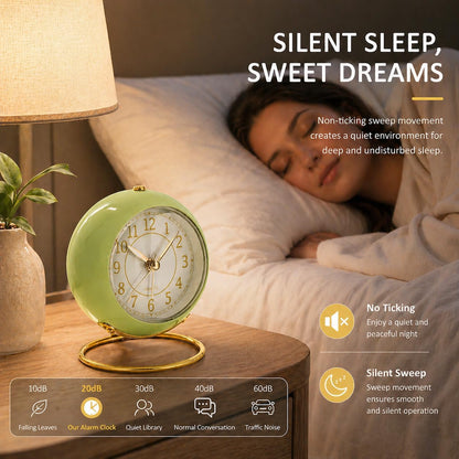 AYRELY® Battery Operated Analog Desk Alarm Clock with Light, Table Clock | Retro Aesthetic Clock with Silent Non-Ticking Movement for Bedside, Bedroom, Kitchen, Office, Travel & Kids' Room(Light Pink)