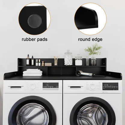Washer Dryer Countertop with Shelf, 2-Tier Laundry Countertop Over Washer and Dryer, 54" x 27.55" Wooden Table for Folding Clothes for Laundry Room Organization and Storage (Oak)
