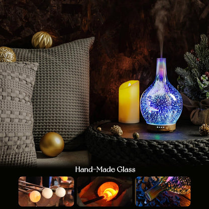 Porseme 150ml Essential Oil Diffuser Glass Color Changing Aroma Air Diffusers Aromatherapy Ultrasonic Cool Mist Humidifier 6 Running Hours Waterless Auto-Off for Sleeping, Yoga, Office, Spa (Ink)
