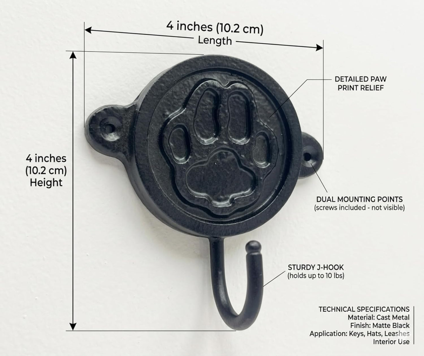 Aluminium Dog Paw Wall Hook for Wall Decor – Rustic Pet-Themed Coat Hook for Keys, Leashes, Towels, Hats & Bags – Decorative Heavy Duty Wall Mounted Hook for Entryway, Bathroom & Bedroom