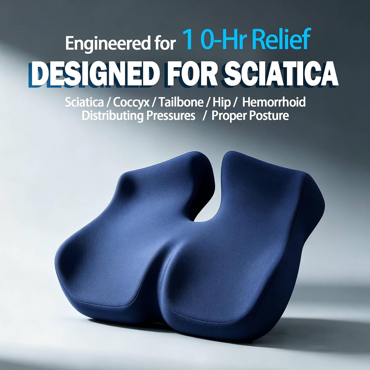 Extra Large Seat Cushion for Sciatica & Tailbone Pain – Pressure Relief Coccyx Cushion for Office Chair, Car Seat, Wheelchair, and Long Sitting – Sciatica Pain Relief Pillow