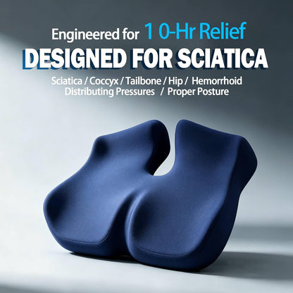 Extra Large Seat Cushion for Sciatica & Tailbone Pain – Pressure Relief Coccyx Cushion for Office Chair, Car Seat, Wheelchair, and Long Sitting – Sciatica Pain Relief Pillow