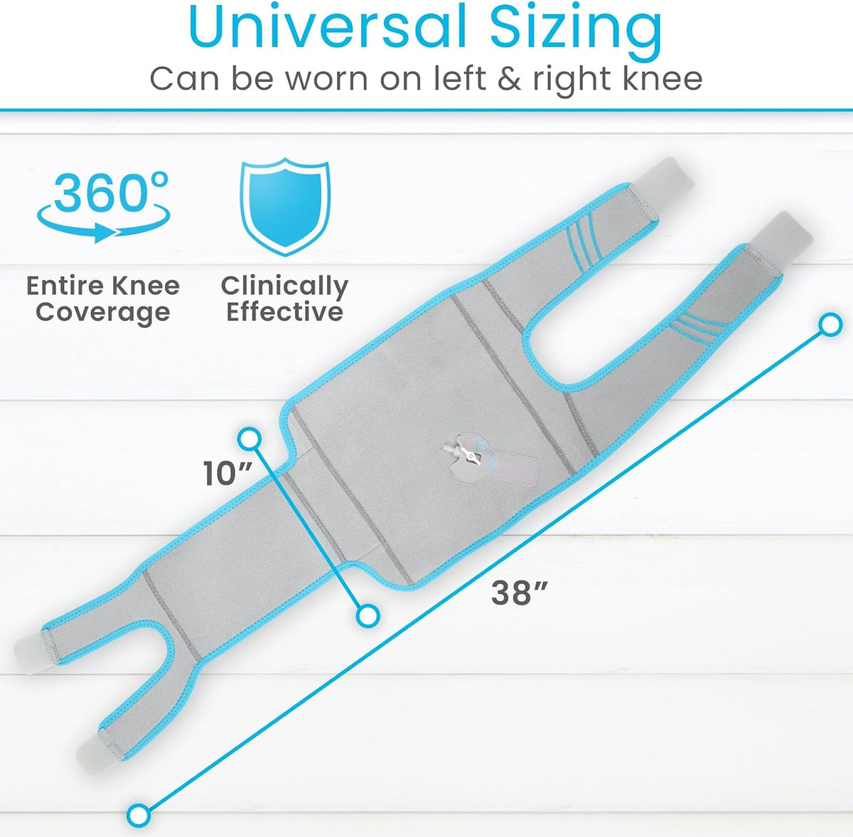 Vive Compression Knee Ice Wrap - Reusable Brace with Air Pump - Hot/Cold