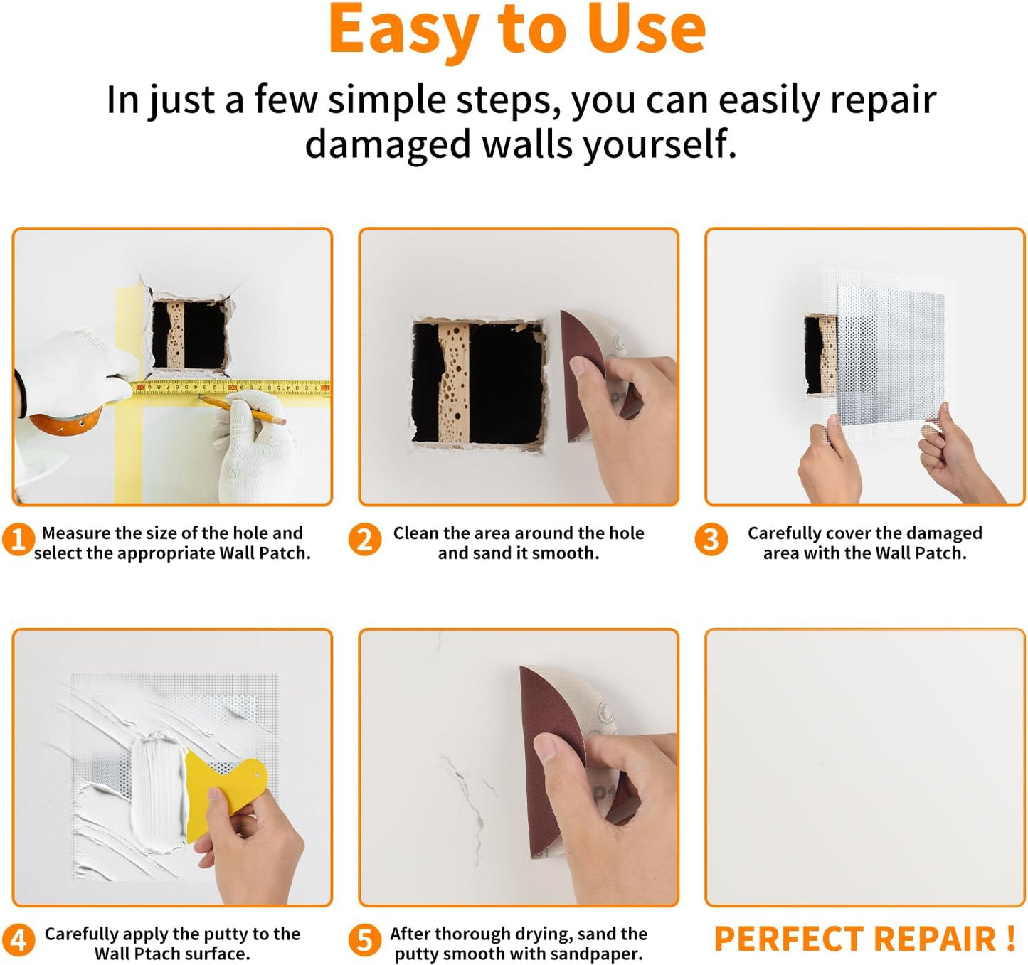 Wall Repair Patch Kit, 15 Pieces Aluminum Self-Adhesive Mesh Repair Patches for Drywall, Multiple Large Small Sizes 2/4/6/8 Inch Drywall Hole Repair Kit, Permanently Repairs Damaged Walls and Ceilings