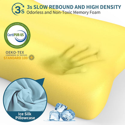 Polovo Cervical Neck Pillow for Pain Relief - Ergonomic Side Sleeper Pillow for Deep Sleep, Contour Memory Foam Pillows for Sleeping Bed Pillow for Side Back Stomach Sleepers(Grey)