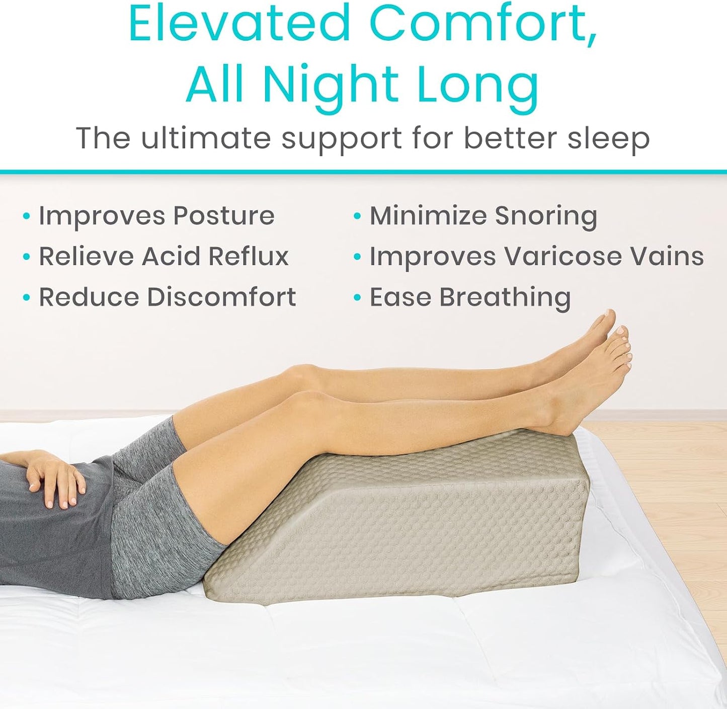 Xtra-Comfort Leg Elevation Pillow for Sleeping, Swelling, Post Surgery - Memory Foam Bed Wedge Pillow- Support Cushion for Pregnancy, Leg, Foot Rest | Memory Foam Bed Wedge Pillow- Support Cushion for Pregnancy, Leg, Foot Rest