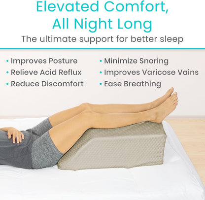 Xtra-Comfort Leg Elevation Pillow for Sleeping, Swelling, Post Surgery - Memory Foam Bed Wedge Pillow- Support Cushion for Pregnancy, Leg, Foot Rest