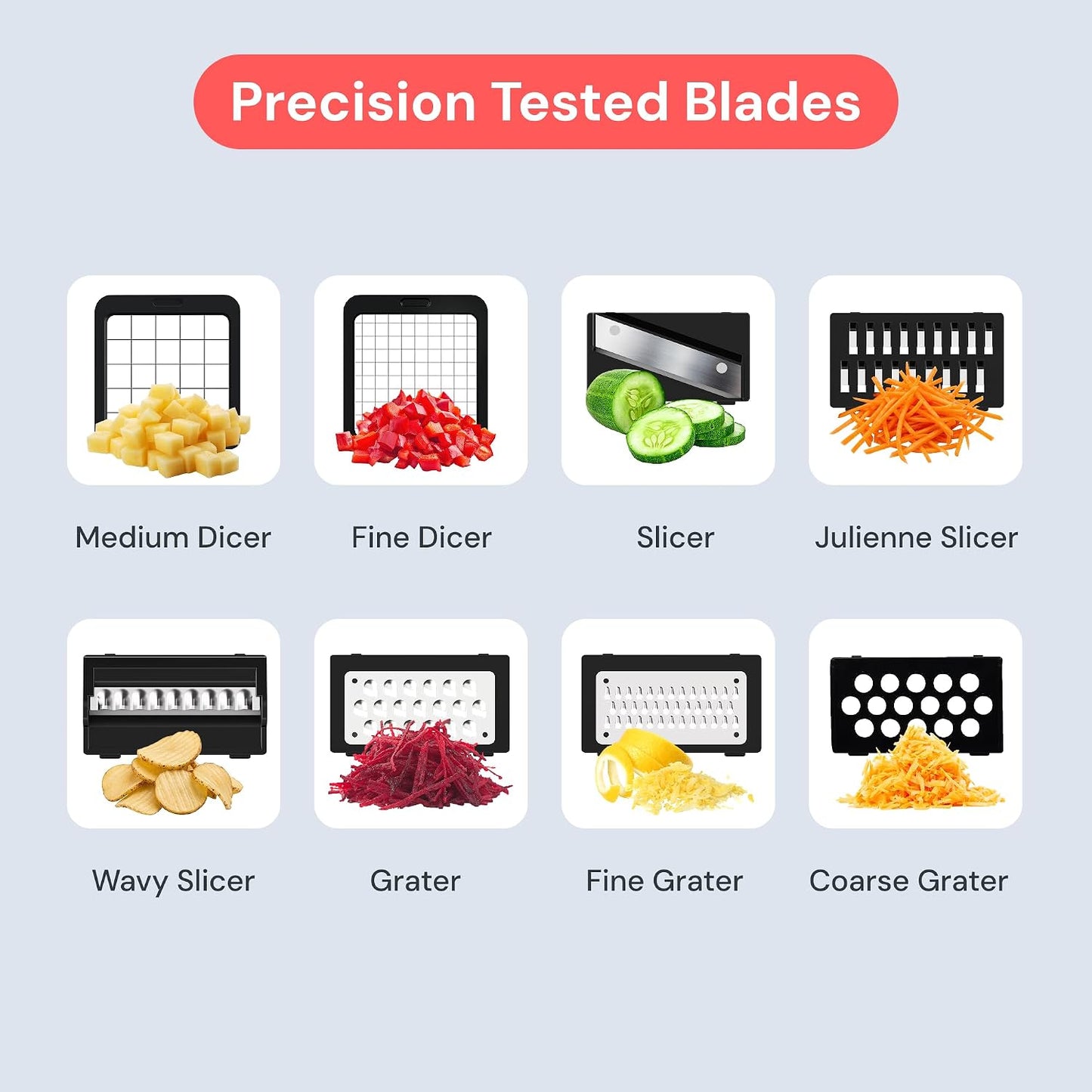 Fullstar Pro XL Vegetable Chopper & Mandoline Slicer w Pull-Out Catch Tray | 6 in 1 Veggie, Onion & Fruit Slicer, Dicer & Grater with Sharp Stainless Steel Blades - XL Food Prep Set (Black)