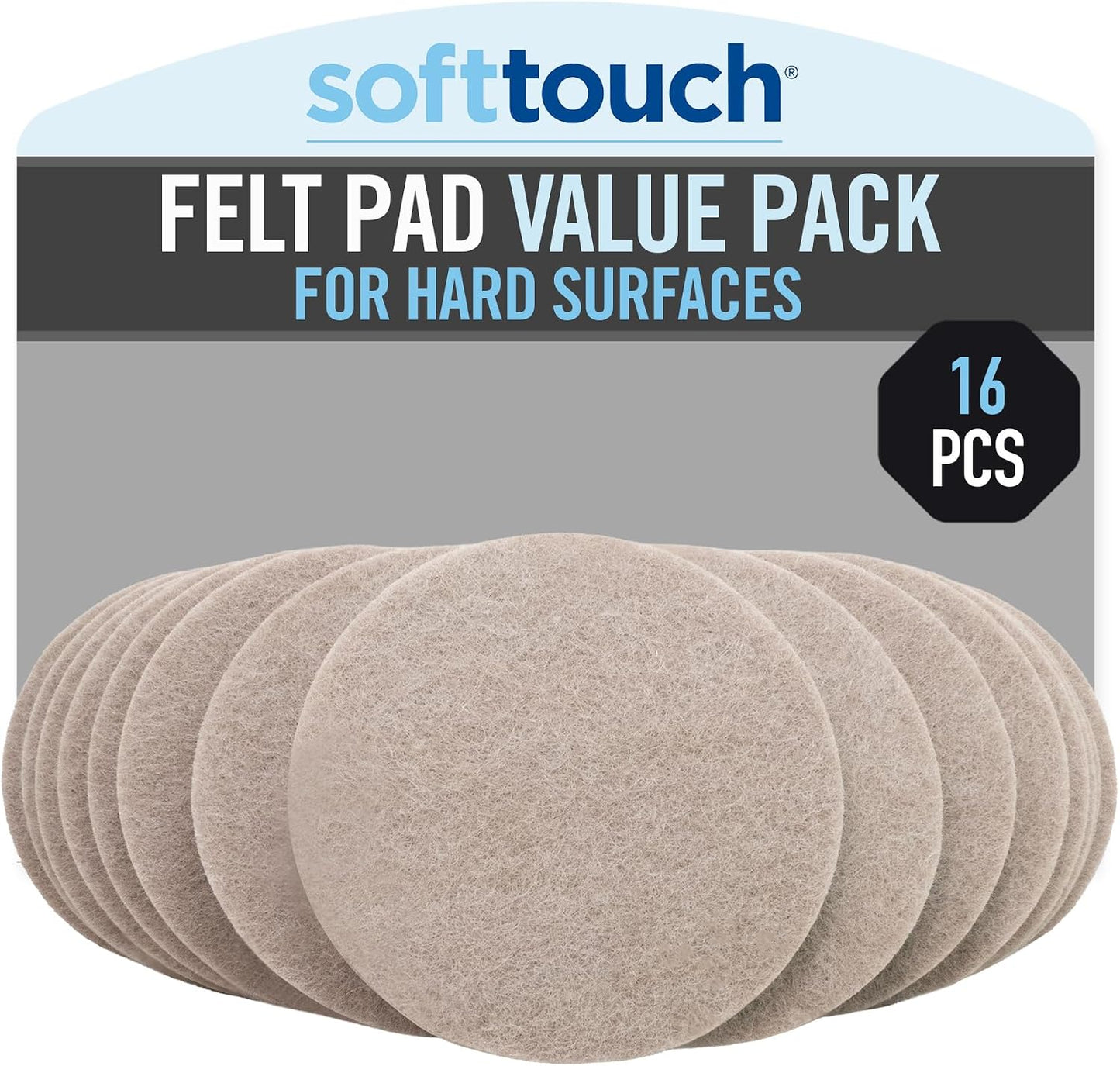 SoftTouch 1.5" Round Reusable Felt Furniture Sliders for Hard Surfaces, Noise-Reducing Adhesive Furniture Moving Pads for Beds, Sofas, Dressers, Set of 24, Beige