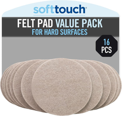 SoftTouch 1.5" Round Reusable Felt Furniture Sliders for Hard Surfaces, Noise-Reducing Adhesive Furniture Moving Pads for Beds, Sofas, Dressers, Set of 24, Beige