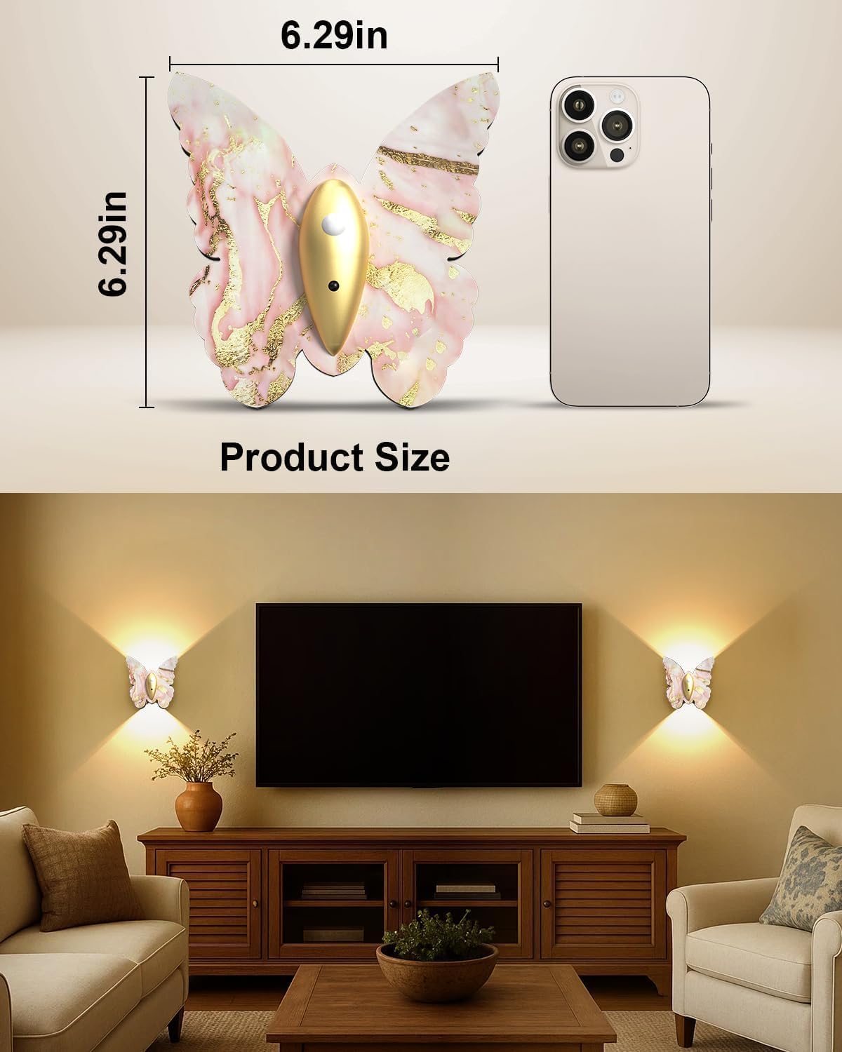 Eneru Motion Sensor Wall Sconce Set of 2, Rechargeable Wall Lights, Indoor