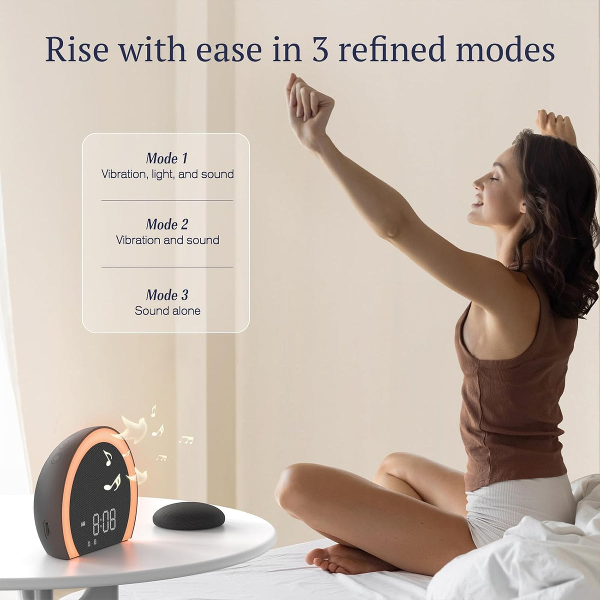 ANJANK Extra Loud Alarm Clock with Wireless Bed Shaker, Vibrating Dual Alarm with Light Wake Up for Heavy Sleepers & Hearing Impaired, 9-Color Night Light, 8 Sounds, 0-100% Dimmer, USB Charger