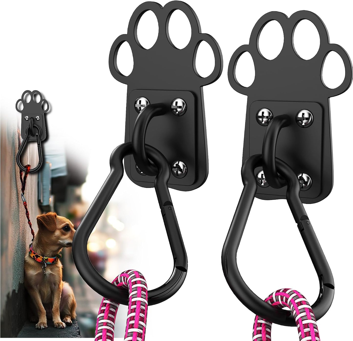 XIAOXINGYUN Heavy-Duty Indoor and Outdoor Dog Leash Holder for Wall – Automatic Closing Dog Leash Hook, Secure and Escape-Proof Hook for Lead Management, Easy to Install for Home & Business