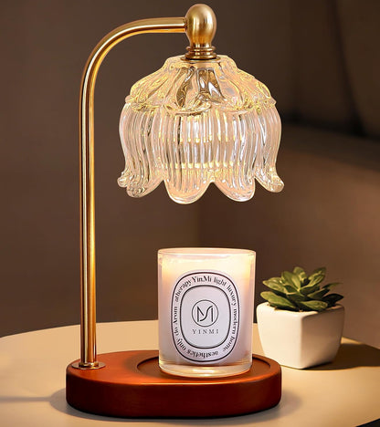 Candle Warmer Lamp with Timer and Dimmer,Electric Gold Light Gifts for Women Melt Wax Warmer Lamp with 2 Bulbs for Candle Jars House Warming New Home Decor Bedroom
