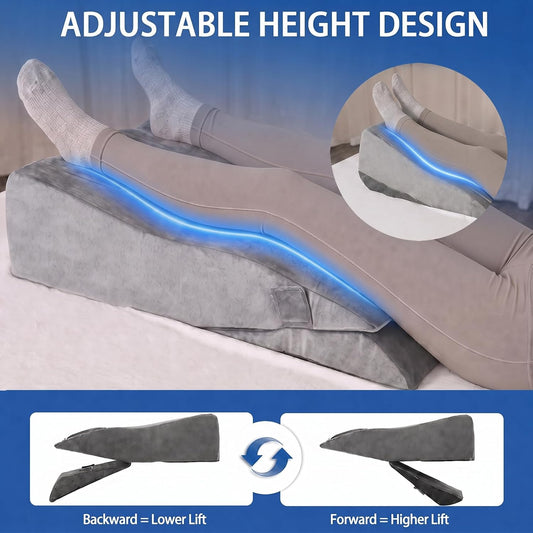 Adjustable Height Leg Elevation Pillows for After Surgery, Single Leg
