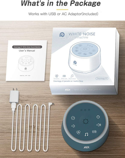 Dreamegg White Noise Machine for Adults - 10W Powerful Sound Machine with 29 Soothing Sounds, Noise Masking for Snoring, Traffic & Office Privacy, Ideal for Home, Travel & Deep Sleep