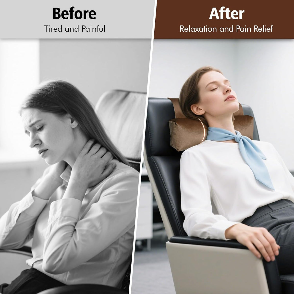 WdFour Velvet Neck & Head Pillow for Recliner Chair, Small Ergonomic Cervical Support Pillow for Home, Office and Travel, Non-Slip Cushion for Tension Relief & Shoulder Comfort (Chocolate)