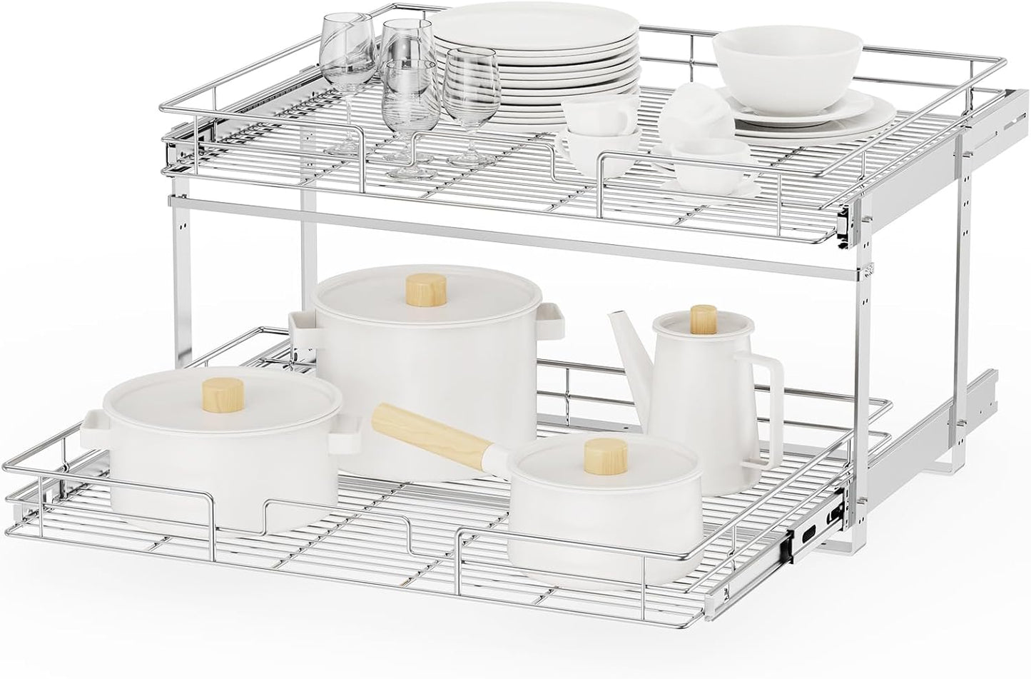 ROOMTEC Pull Out Cabinet Organizer, Pull Out Shelves 5½" W x 21½" D, Heavy Duty Cabinet Drawers Slide Out Kitchen Organizers Storage Shelf