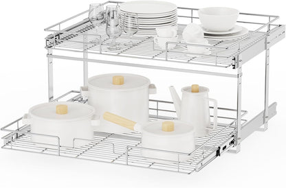 ROOMTEC Pull Out Cabinet Organizer, Pull Out Shelves 5½" W x 21½" D, Heavy Duty Cabinet Drawers Slide Out Kitchen Organizers Storage Shelf