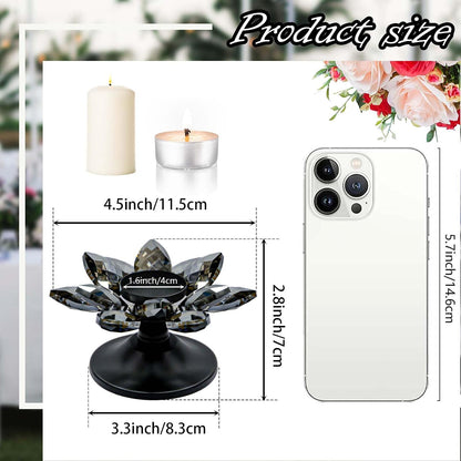 1 PC Gold Crystal Flower Tea Light Holder, Glass Tealight Candlestick with Metal Base, Votive Candle for Table Centerpiece, Wedding/Parties Decor, Nice Gift