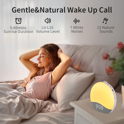 EASYERA Sunrise Alarm Clock Sound Machine, 26 Soothing Sounds | Backlit Buttons, White Noise Machine Night Light, Bluetooth Speaker Wake Up Light | Bedroom | Heavy Sleeper, Adults, Kids