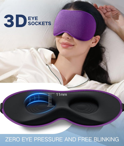 Vynix® Sleep Mask for Men Women-Eye Masks for Side Sleepers, 3D Contoured Night Blindfold 100% Blockout Pressure-Free, Soft Lightweight Breathable Eye Cover Shade Sleeping for Airplane, Travel, Black