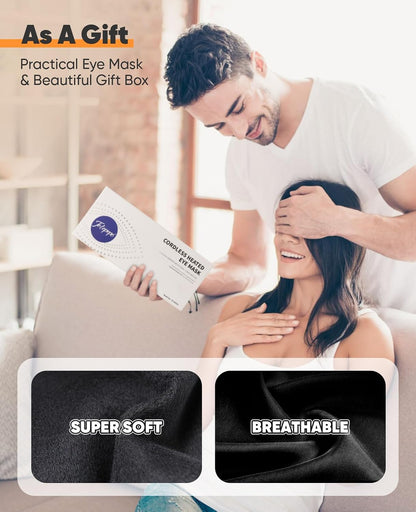 Heated Eye Mask, Cordless Warm Eye Compress for Dry Eyes Blepharitis, Light Blocking Heat Eye Mask for Men Women, 1000mAh Rechargeable Battery and Washable Cover (Black)