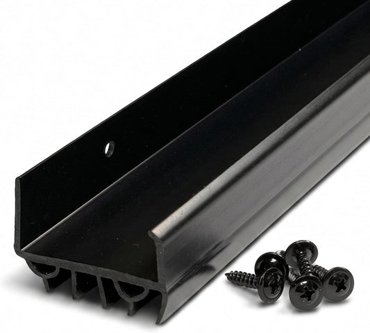 Door Sweep for Bottom of Door, Exterior Door Seal 36”, Fits Standard 1-3/4” Doors, Adjustable Fit, Blocks Draft, Noise, Dust & Bugs, Heavy Duty uPVC, Easy Install with Screws (1, Black)