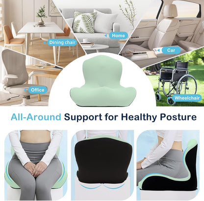 Seat Cushion for Office Chair and Car, L-Shaped Ergonomic Car Seat Cushions, Memory Foam Chair Cushion, Lumbar Support Pillow for Wheelchair, Car, Home, Office, Desk, Black