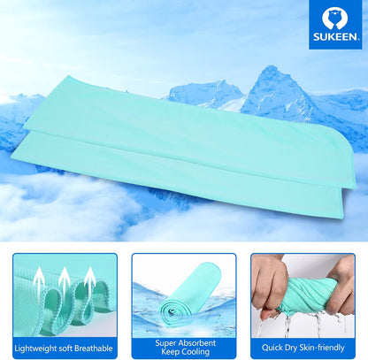 Sukeen Cooling Towels 6 Pack (40"x12"), Cooling Neck Wraps, Ice Towels, Microfiber Breathable Cooling Towel for Hot Weather, Sweat Towel for Gym, Sport, Running, Golf, Workout, Camping, Fitness