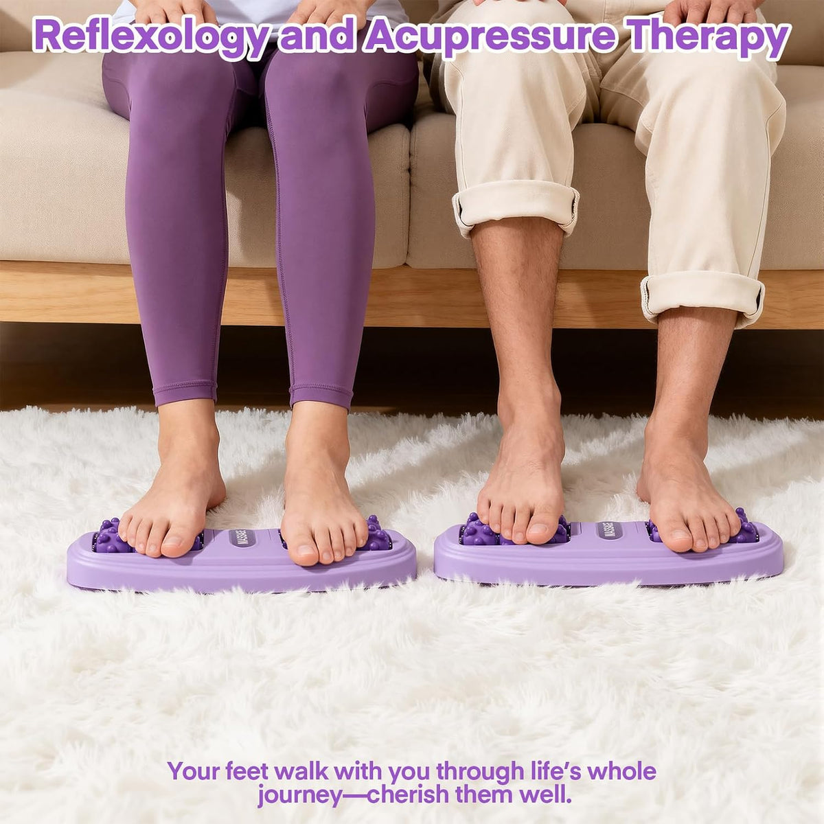 Meifuly Double Foot Massage Roller for Plantar Fasciitis, Portable Dual Foot Roller Tool for Home Use(Purple)