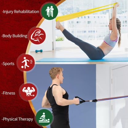 VElCK Resistance Bands Set with Handles for Exercise, Workout and Home Gym | 100% Natural Latex, 10-150LBS, Versatile for Yoga, Pilates, Strength, Home Gym