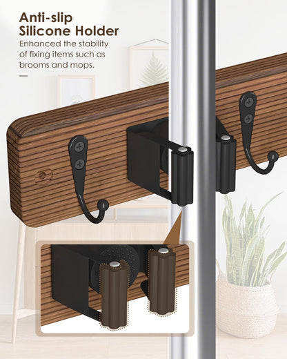 Broom Holder Wall Mount, 4 Holders 4 Hooks Mop and Broom Organizer | Mop Holder Wall Mount and Broom Hanger for Garage, Laundry Room, Kitchen and Utility Storage