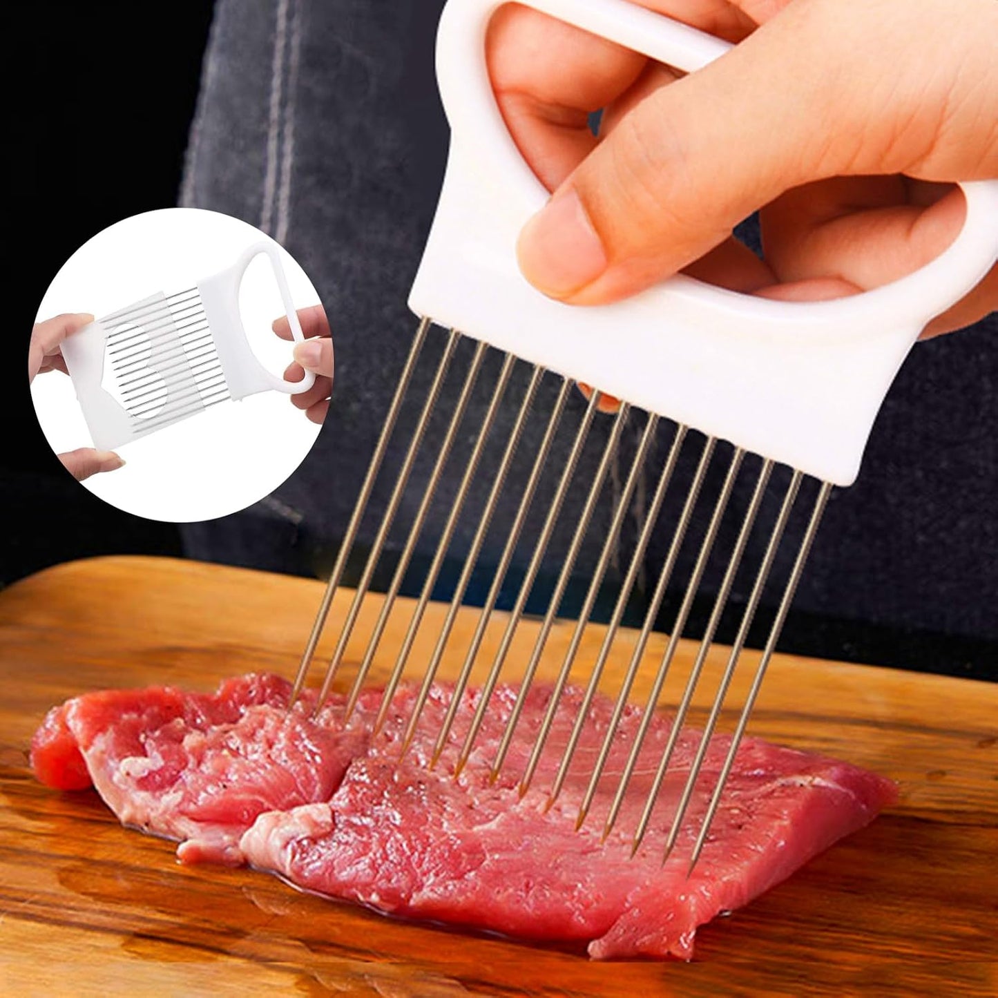 YVPSI 4pcs Onion Holder Slicer Stainless Steel Onion Slicer Tool for Lemon | Onion Cutter with Cover Vegetable Chopper Tomato Potato Onion Slicer Food Slicer Assistant Tool for Slicing Lemon Fruit Meat