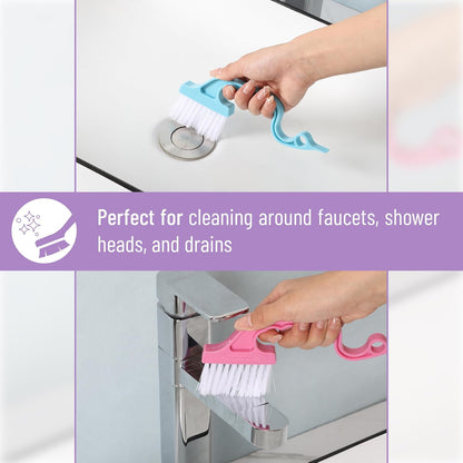Slick- Window Track Cleaning Brush, 2 Pack, Yellow/Purple Ergonomic Handle, Built-in Scraper, Multipurpose, Window Track Cleaning Tools