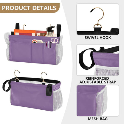 Warm Purple Bedside Caddy Bedside Storage Organizer Hanging Storage Bag for Bunk and Hospital Beds, Dorm Rooms Bed Rails