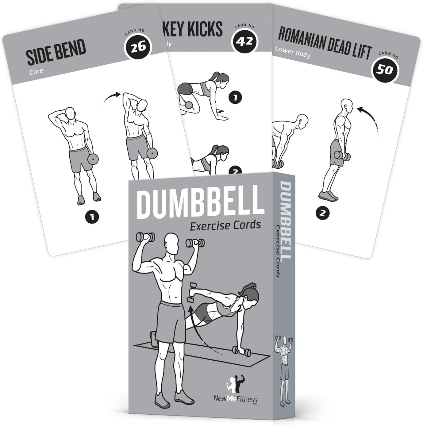 NewMe Fitness Pilates Workout Cards, Instructional Fitness Deck for Women & Men, Beginner Fitness Guide to Training Exercises at Home or Gym