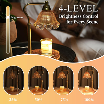 Flower Candle Warmer Lamp,Adjustable Timer & Dimmer(Green) | Adjustable height fits jars. Timer & dimmer safe melt. 2 bulbs & heat-proof base. Perfect for bedroom, office, or gifting.
