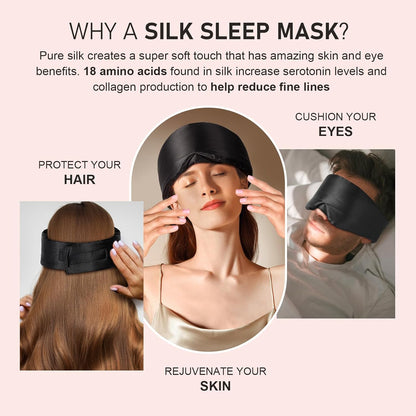 LitBear Silk Sleep Mask for Side Sleeper, Eye Mask Sleeping for Women Men
