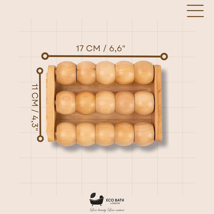 Eco Bath London Reflexology Foot Roller - Wooden Foot Massager for Plantar Fasciitis and Foot Pain Relief, Massage Roller for Improved Circulation