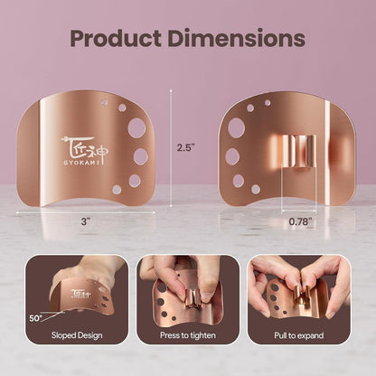 Finger Guards for Cutting Food-Finger Protectors with Herb Stripper | Stainless Steel | 2 Pcs | Adjustable Size | Rose Gold | Protecting Fingers and Nails | Gift Box for Couple Women Mom Wife