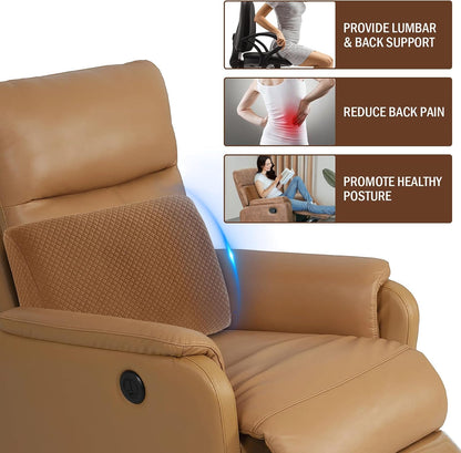 HOMBYS Lumbar Support Pillow for Recliner Chair, Memory Foam Back Support Cushion for Elderly,Extra Large Lumbar Support Pillow,Thick Backrest for Home Reading (Grey, 20“x13.5"x5")