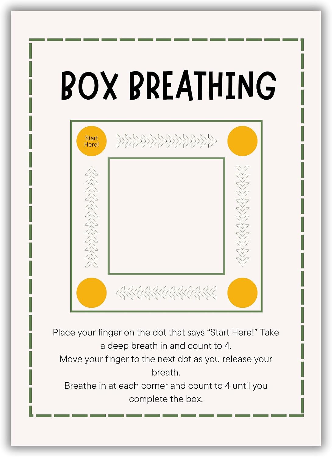 Summit Designs Box Breathing Exercise Wall Art - Anxiety Relief Print 11x14 Unframed Stress Management Mindfulness Poster Therapy Office Meditation Calm