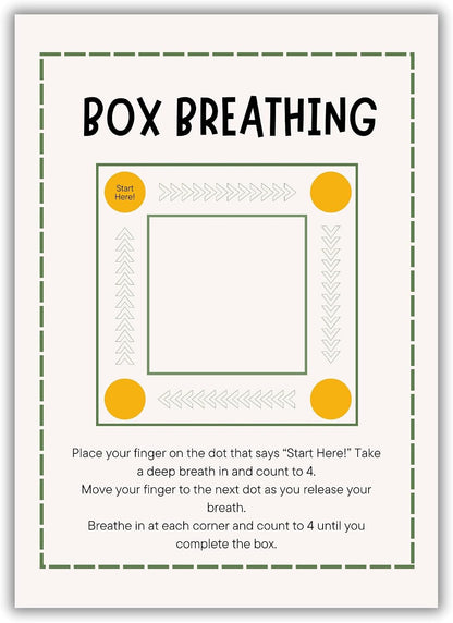 Summit Designs Box Breathing Exercise Wall Art - Anxiety Relief Print 11x14 Unframed Stress Management Mindfulness Poster Therapy Office Meditation Calm