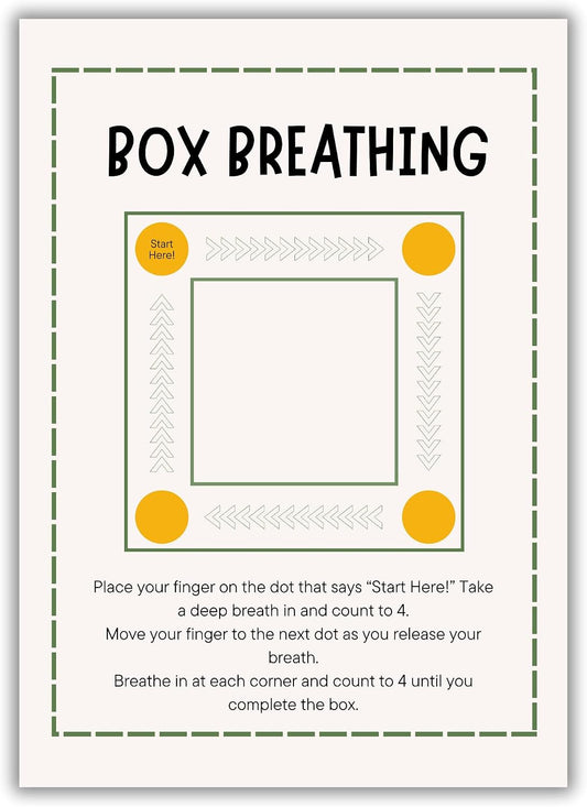 Summit Designs Box Breathing Exercise Wall Art - Anxiety Relief Print 11x14 Unframed Stress Management Mindfulness Poster Therapy Office Meditation Calm