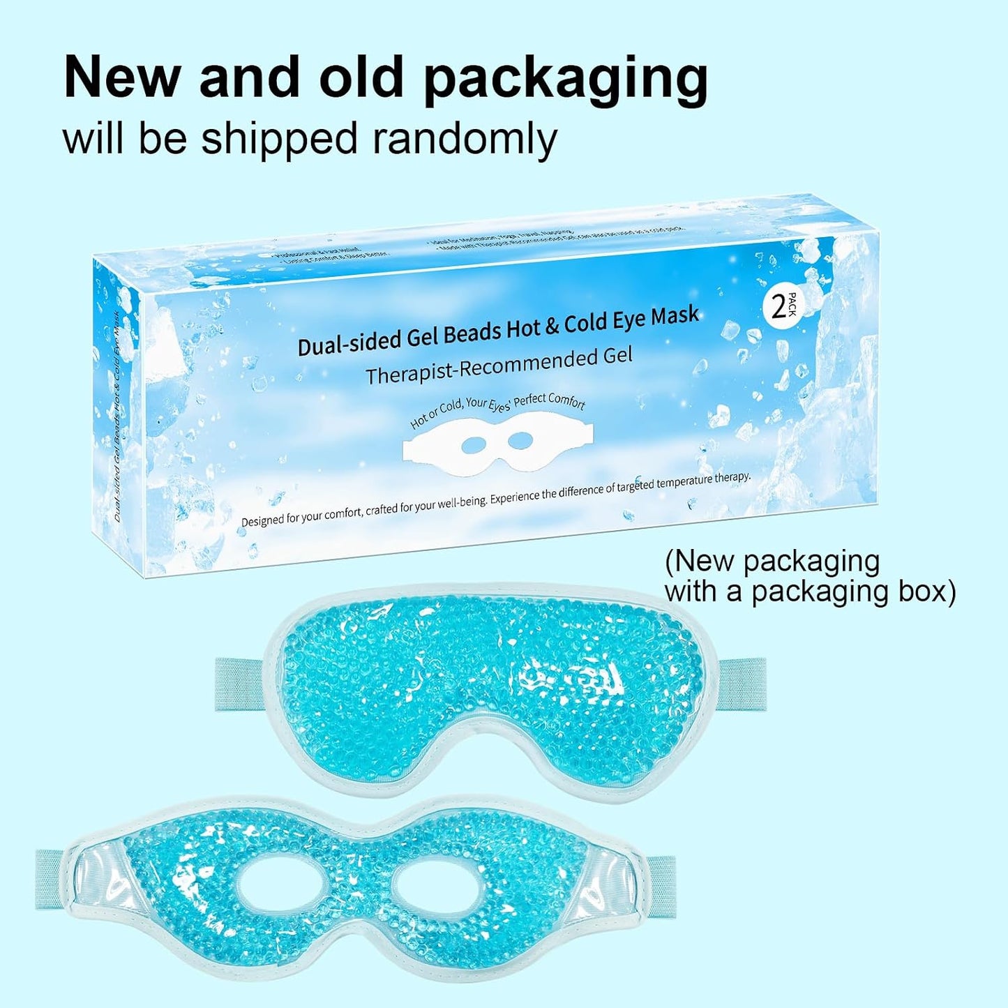 Cooling Gel Eye Mask with Eye Holes, 2 PCS Cold Eye Packs for Puffiness & Swelling, Reusable Hot Cold Compress Heat Ice Gel Pack, Purple and Pink