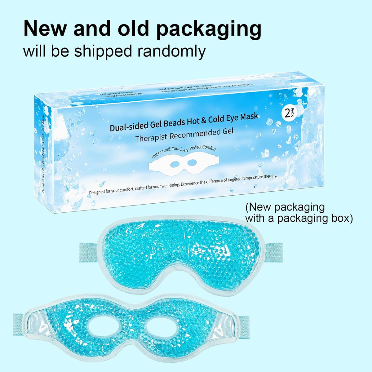 Cooling Gel Eye Mask with Eye Holes, 2 PCS Cold Eye Packs for Puffiness & Swelling, Reusable Hot Cold Compress Heat Ice Gel Pack, Purple and Pink