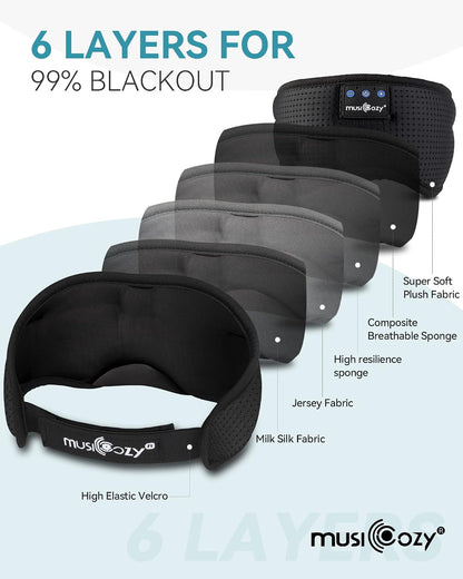 MUSICOZY Sleep Headphones Bluetooth 5.4 Sleep Mask with HD Sound