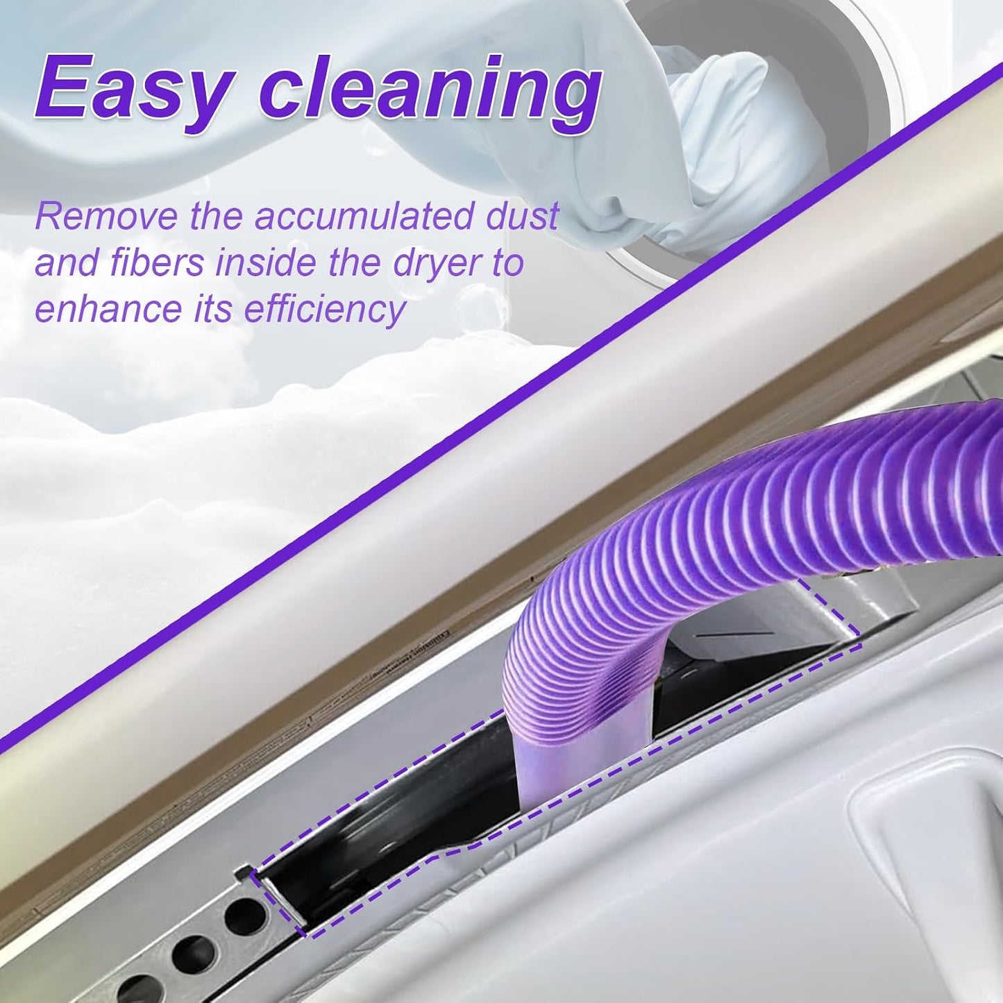 Upgraded Dryer Vent Cleaner Kit: Universal Vacuum Hose Attachment for Lint Removal Fits All Vacuums Cleaner Dryer Cleaning Tools for Clogged Ducts (Blue)