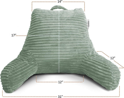 Nestl Reading Pillow with Shredded Memory Foam, Luxe Cut Plush Back Pillow for Sitting Up in Bed, Back and Arms Adjustable Support for Adult & Teens, Backrest Pillows with Washable Cover Dark Grey